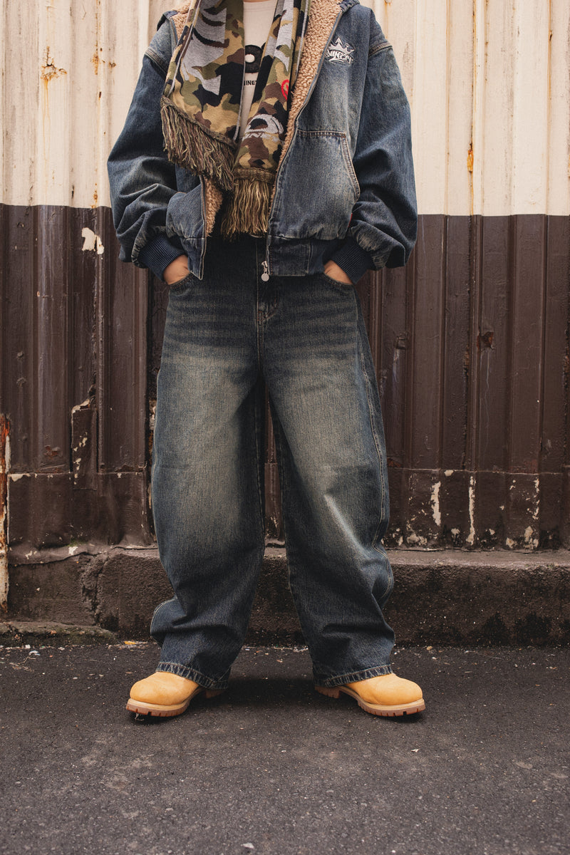 9090 Ninety Girl Logo Buggy Denim Pants Logo Buggy Girl デニム S