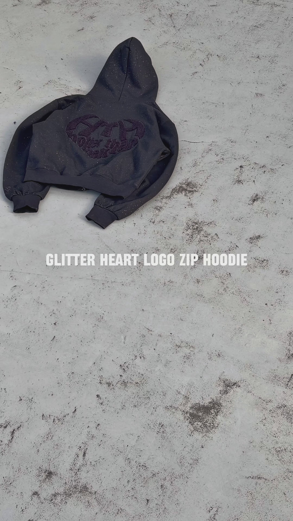 glitter heart logo zip hoodie – YZ
