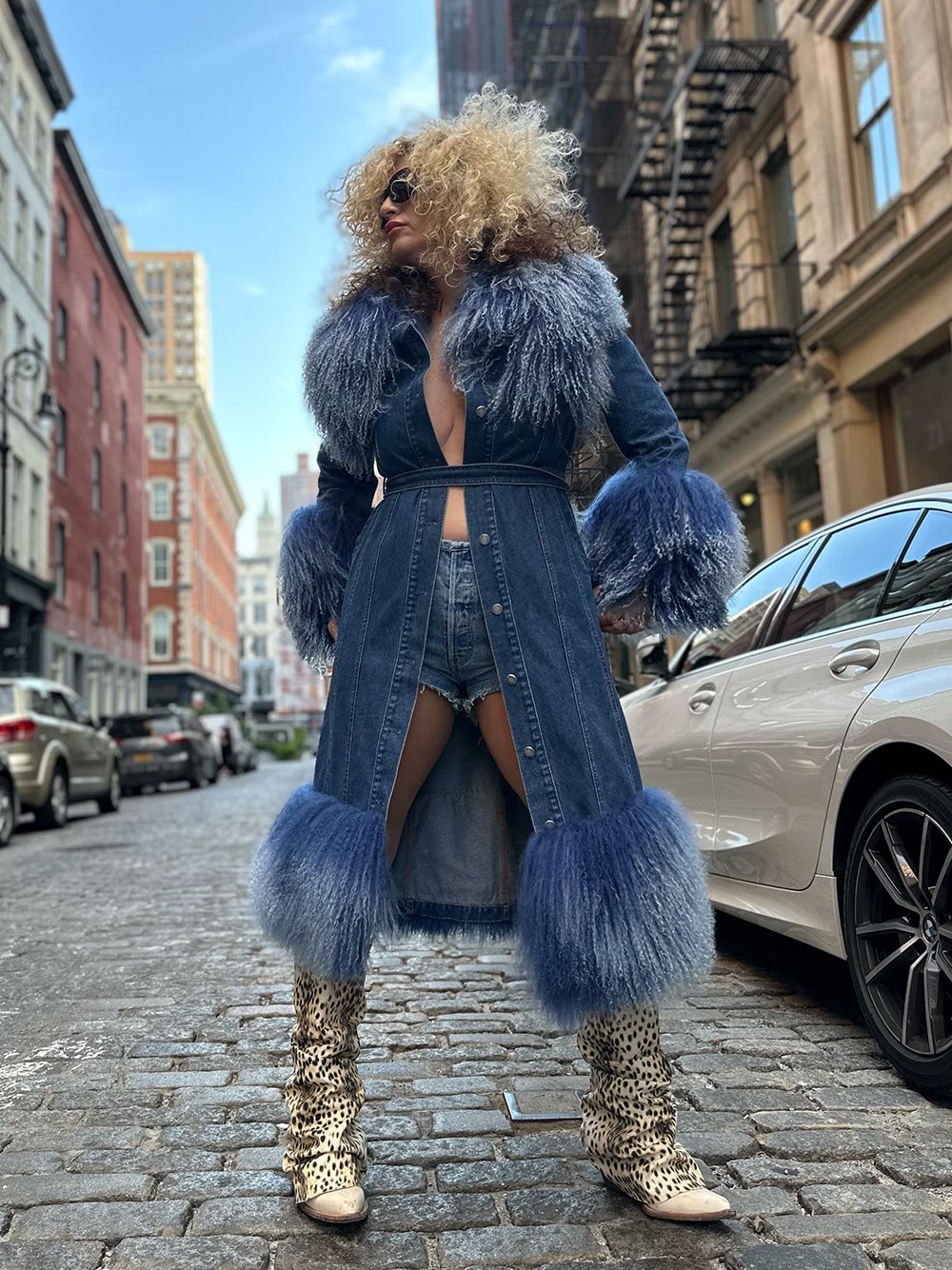 Denim Coat w/ Shearling Fur -..-. ZCRAVE™ OFFICIAL ONLINE STORE