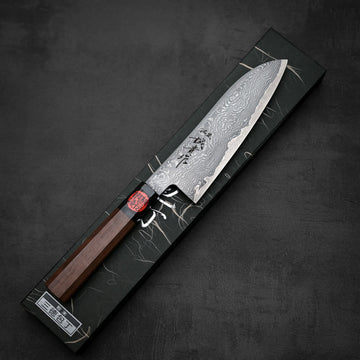Shigeki Tanaka R2 damascus santoku 170mm – Zahocho Knives Tokyo