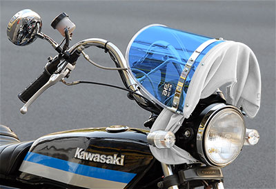 ブルー風防/白布タレ | 旧車バイクカスタムパーツのゼットファーザー
