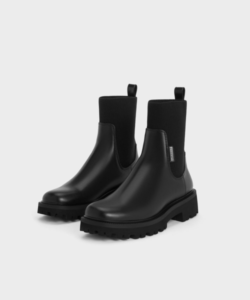 CHARLES ＆ KEITH（チャールズ&キース） ブーツ ニットソックス リッ
