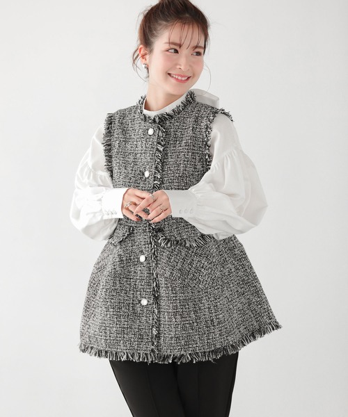 Fit more（フィットモア） ベスト ジレ ペプラムツイードジレ「ZOZO