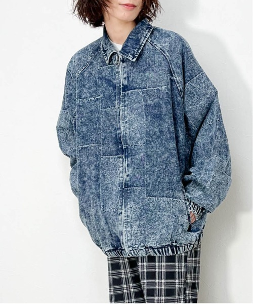 デニムジャケット gジャン パッチワーク風 デニム ケミカル加工