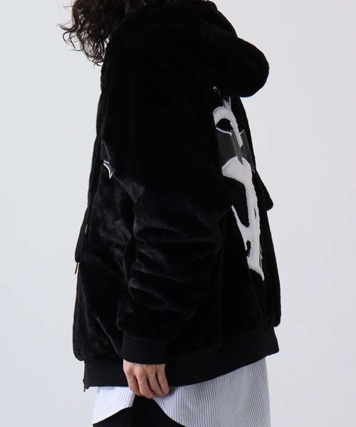 RE730 ブルゾン アウター Cross big fur blouson / クロスアップリケ