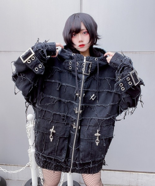REFLEM（レフレム） パーカー 「REFLEM/レフレム」継ぎ接ぎベルト付き
