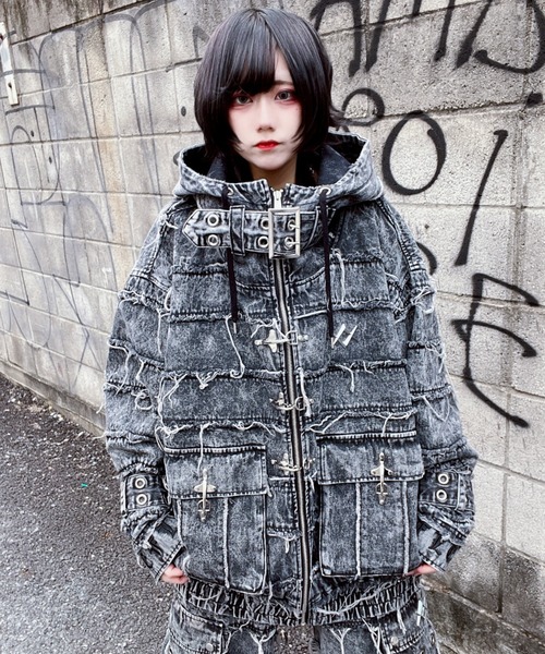REFLEM（レフレム） パーカー 「REFLEM/レフレム」継ぎ接ぎベルト付き