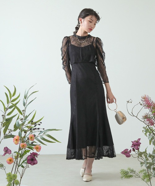 Kana ドレス 3way レースボレロセット フレア パーティー ドレス 2点