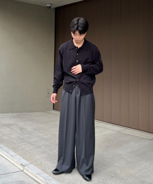 SINSS スラックス Center press two tuck wide straight slacks