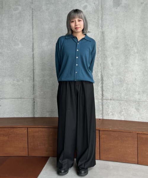 SINSS スラックス Center press two tuck wide straight slacks
