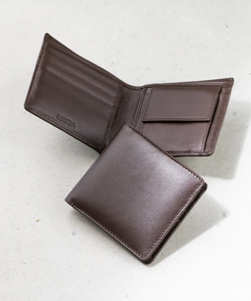 MURA（ムラ） 財布 やぎ革レザー 隠しポケット付 スリム 二つ折り財布