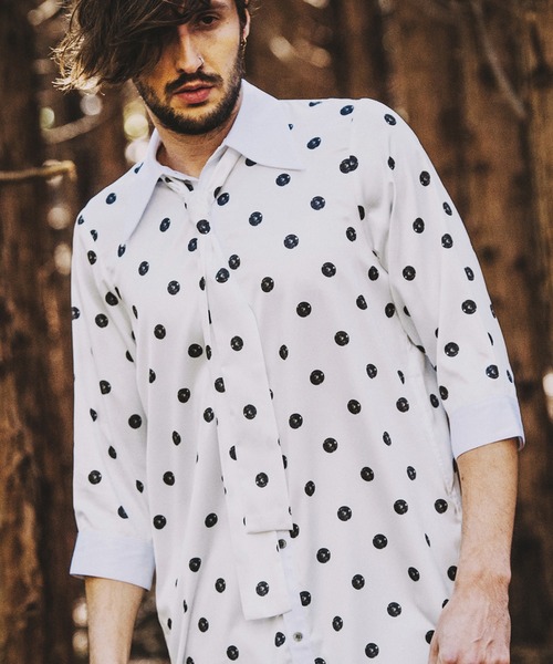 NO ID.（ノーアイディー） シャツ 「NO ID.」Polka Dot Long Shirt