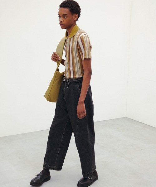 JieDa（ジエダ） シャツ HALF ZIP STRIPE S/S SHIRT メンズ レディース