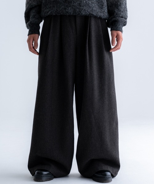 SINSS スラックス Tweed three tuck wide slacks / ツイード3タック