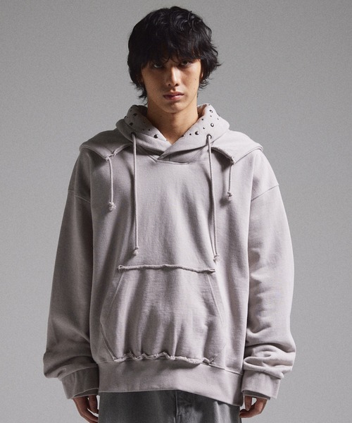 GRANCY パーカー 「GRANCY」Layered Studded Pullover Hoodie