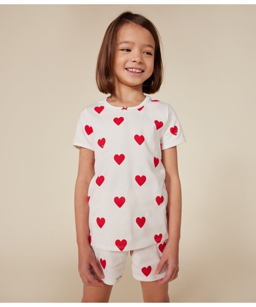 PETIT BATEAU（プチバトー） パジャマ ハートプリント半袖パジャマ