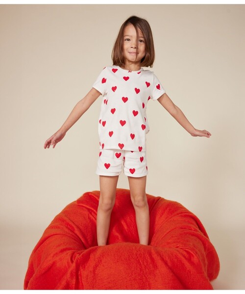 PETIT BATEAU（プチバトー） パジャマ ハートプリント半袖パジャマ