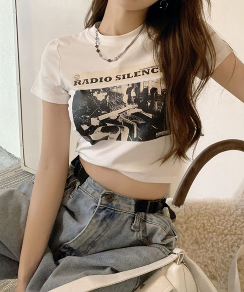 shopnikoniko（ショップにこにこ） tシャツ チビT 半袖 ショート丈