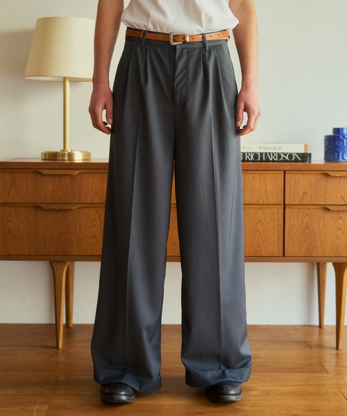 Camphor wood スラックス 2tuck wide baggy slacks / 2タックワイド