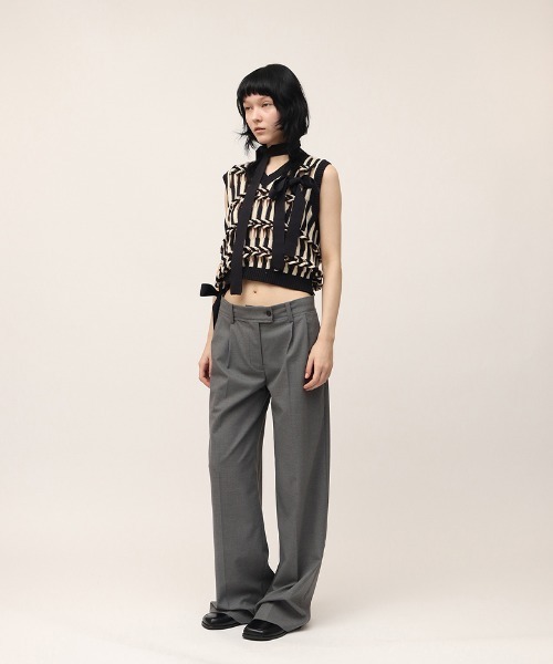 leinwande（ラインヴァンド） ベスト ジレ Braids Stripe Knitted Vest