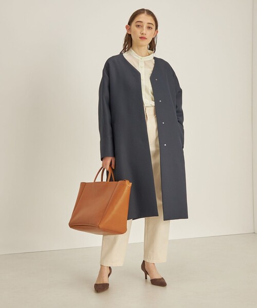 SHIPS（シップス） ノーカラーコート コート トリプルクロス ノー