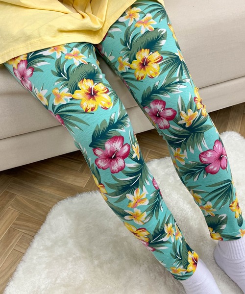 Healthknit（ヘルスニット） レギンス スパッツ 「 」花柄 ボタニカル