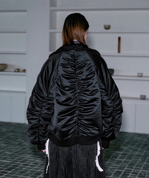 ブルゾン アウター Vintage satin gather blouson / ヴィンテージ