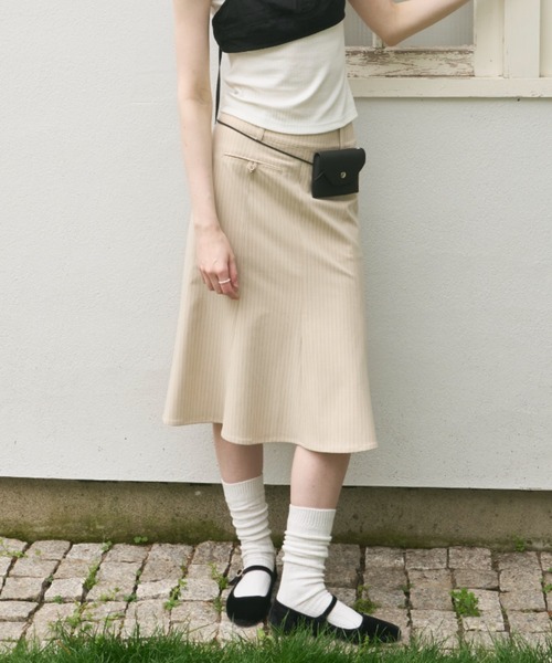 GIUNON スカート midi pocket stripe skirt / ミディポケット