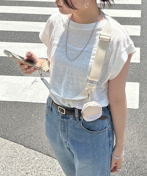 VENCE EXCHANGE ポーチ付きベルトストラップスマホショルダー