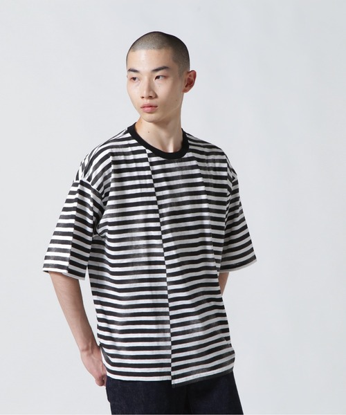 MINEDENIM（マインデニム） tシャツ Hazy Border Uneven Loose T-SH