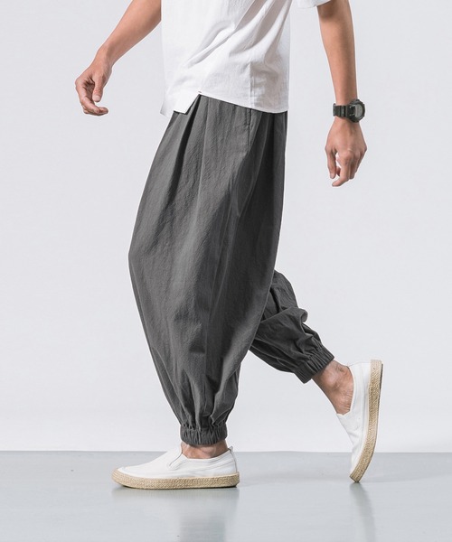 Cloudstyle パンツ 「Cloudstyle」メンズ9分丈綿麻無地サルエルパンツ