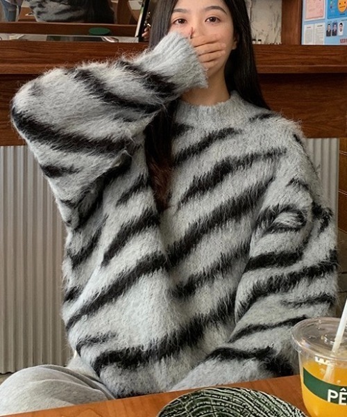 Sibra（シブラ） ニット セーター ゼブラ柄ニット レディース