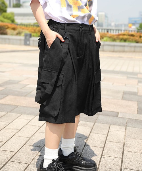 カーゴパンツ サスペンダー付きカーゴショーツ メンズ レディース