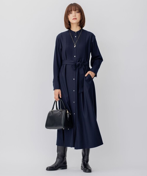 ワンピース 「CLASSY.コラボ/洗える」ウールストレッチツイル