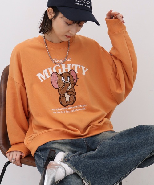 トレーナー スウェット 「Tom ＆ Jerry/トム ジェリー」サガラ刺繍 裏