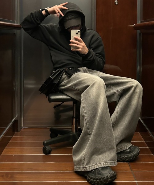 MASONPRINCE ジーンズ サイドベルト ワイドフレアデニムパンツ NZK6069