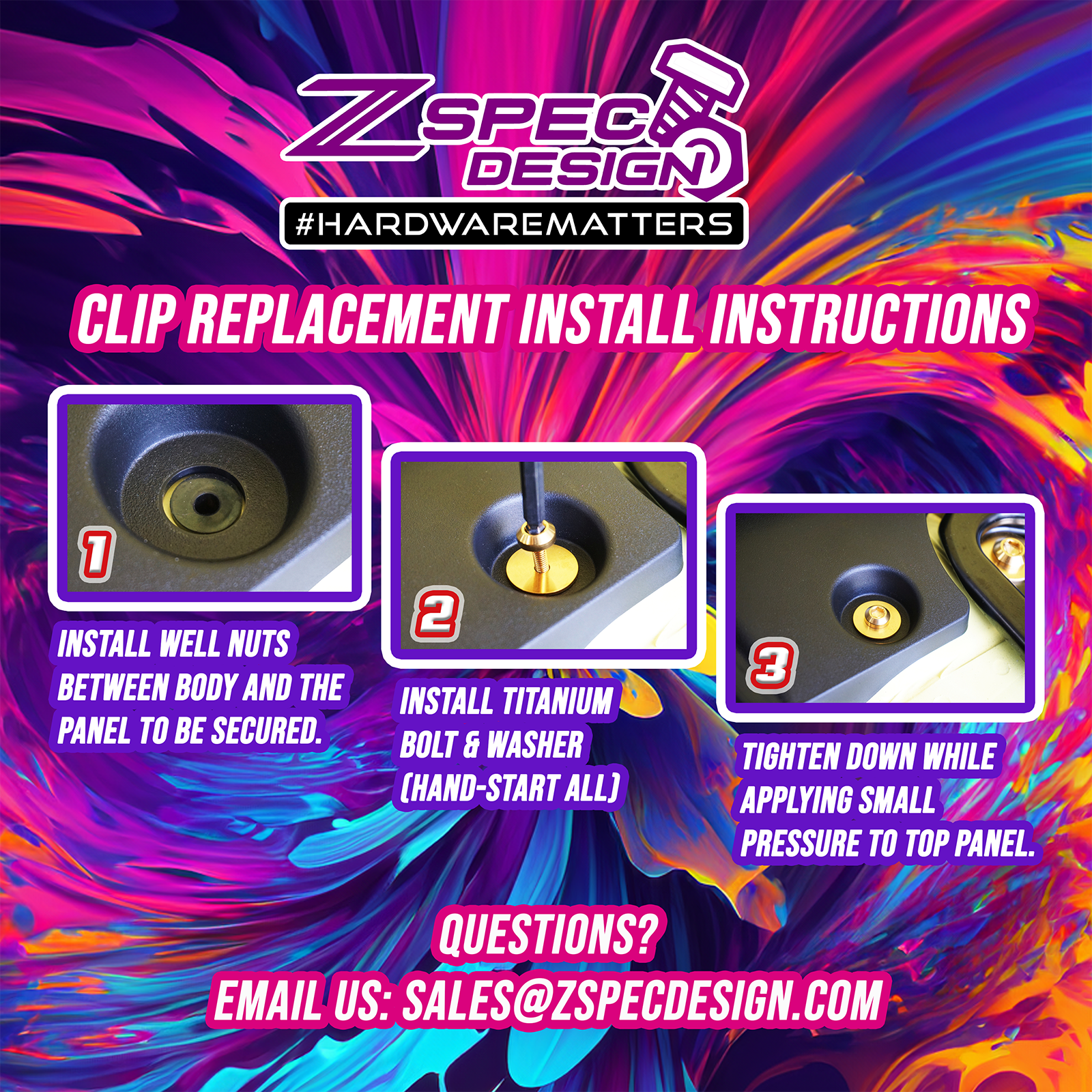 ZSPEC Plastic-Clips Replacements for Z1 Nissan Z RZ34 Radiator Guide