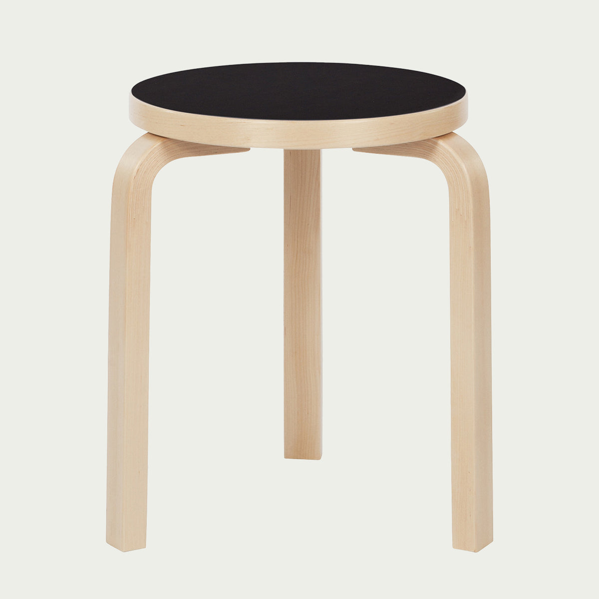 Artek Alvar Aalto Stool 60 - Three-Legged - Black Linoleum - Artek