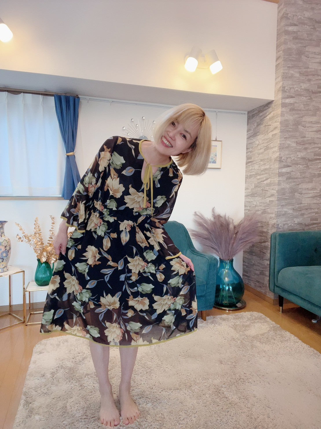 配色パイピング花柄ワンピース – ABITOKYO （ アビトーキョー ） 公式通販