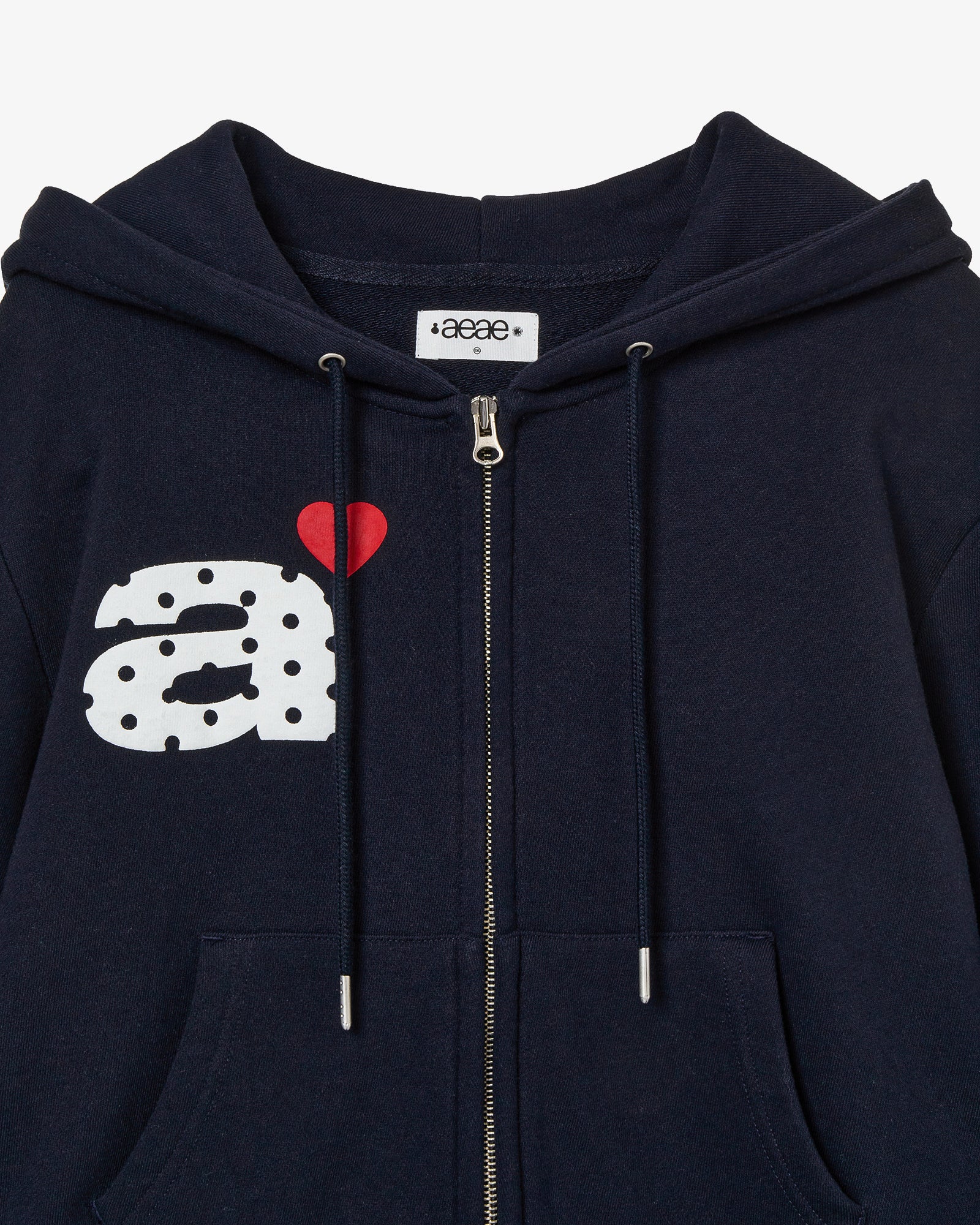 DOT SMALL LETTER CROP HOOD ZIP UP [NAVY] – aeae JAPAN