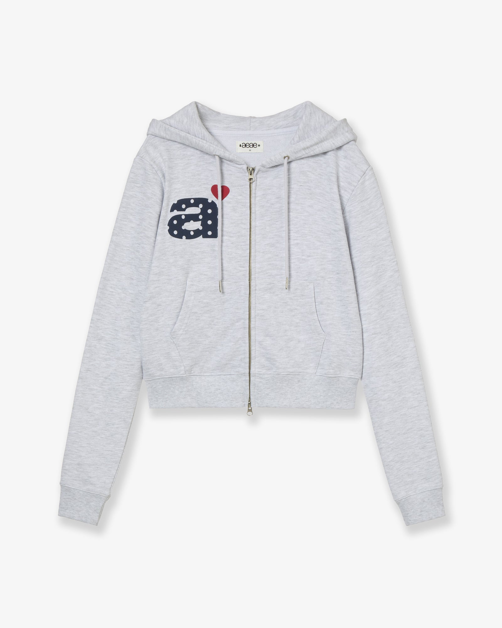 DOT SMALL LETTER CROP HOOD ZIP UP [LIGHT GREY] – aeae JAPAN