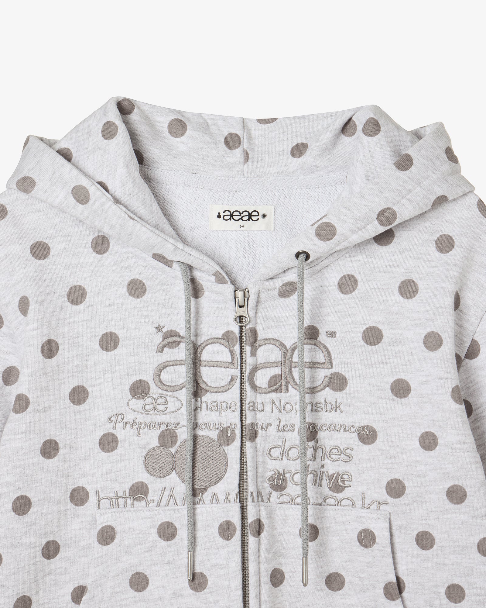 WEB LOGO CROP HOOD ZIP UP [DOT LIGHT GREY] – aeae JAPAN