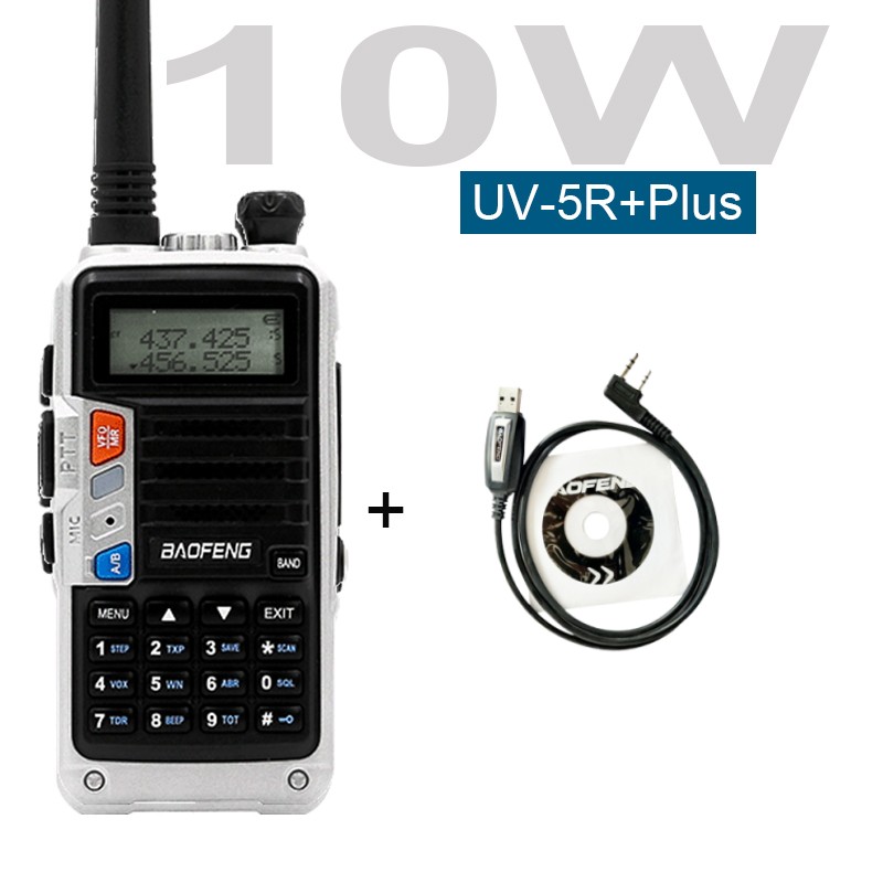 Baofeng-walkie-talkie UV-5R Plus 10W,FM付きラジオ,USB用10km/m/l