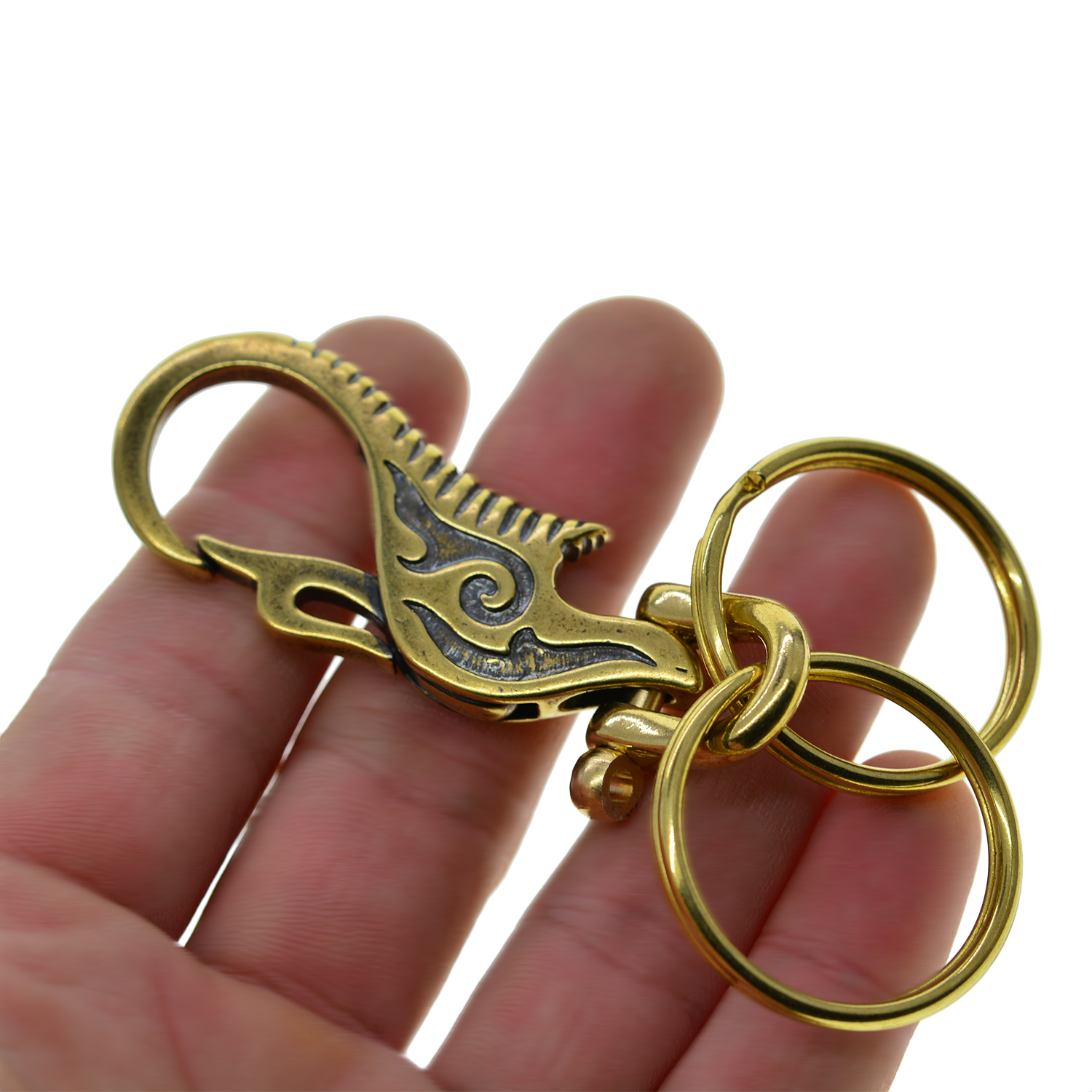 antique handmade Fine brass Tibetan cloud fire pattern spring snap