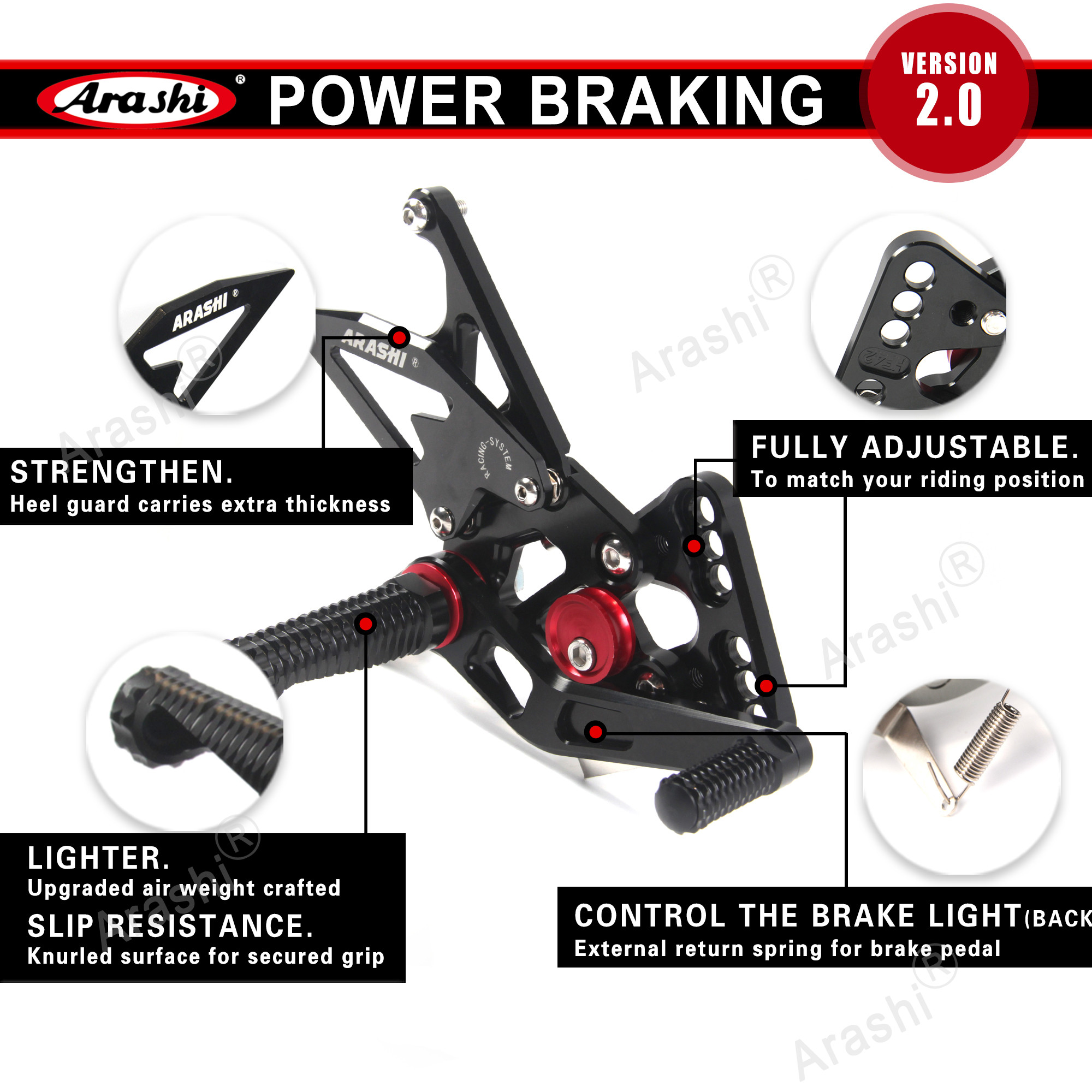 Arashi For KAWASAKI NINJA ZX6R QS 2005 - 2024 Footpeg Rearset