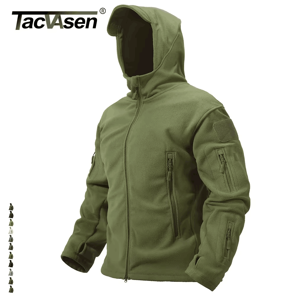 TACVASEN Winter Hooded Fleece Jackets Mens Zipper Pockets Camping