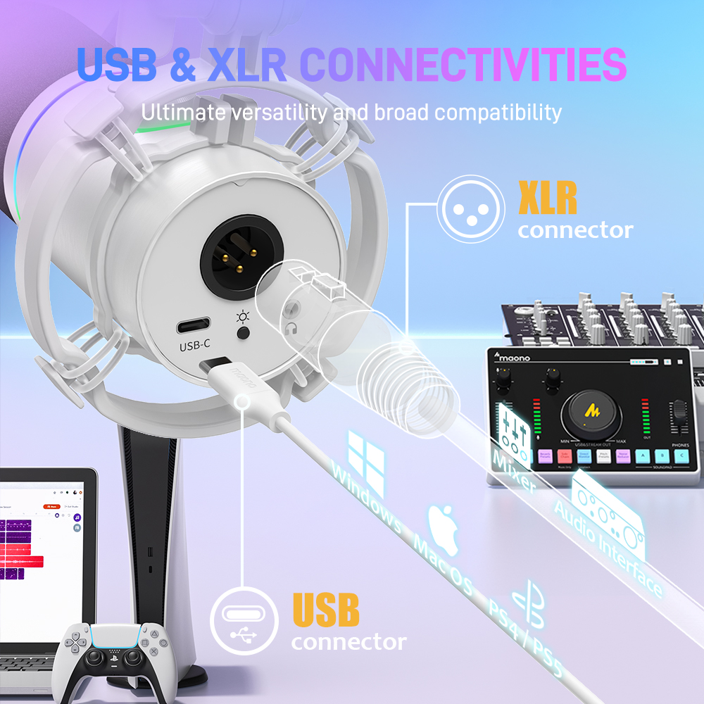 Maono PD200X RGB Gaming Microphone Dynamic Microphone USB/XLR Dual