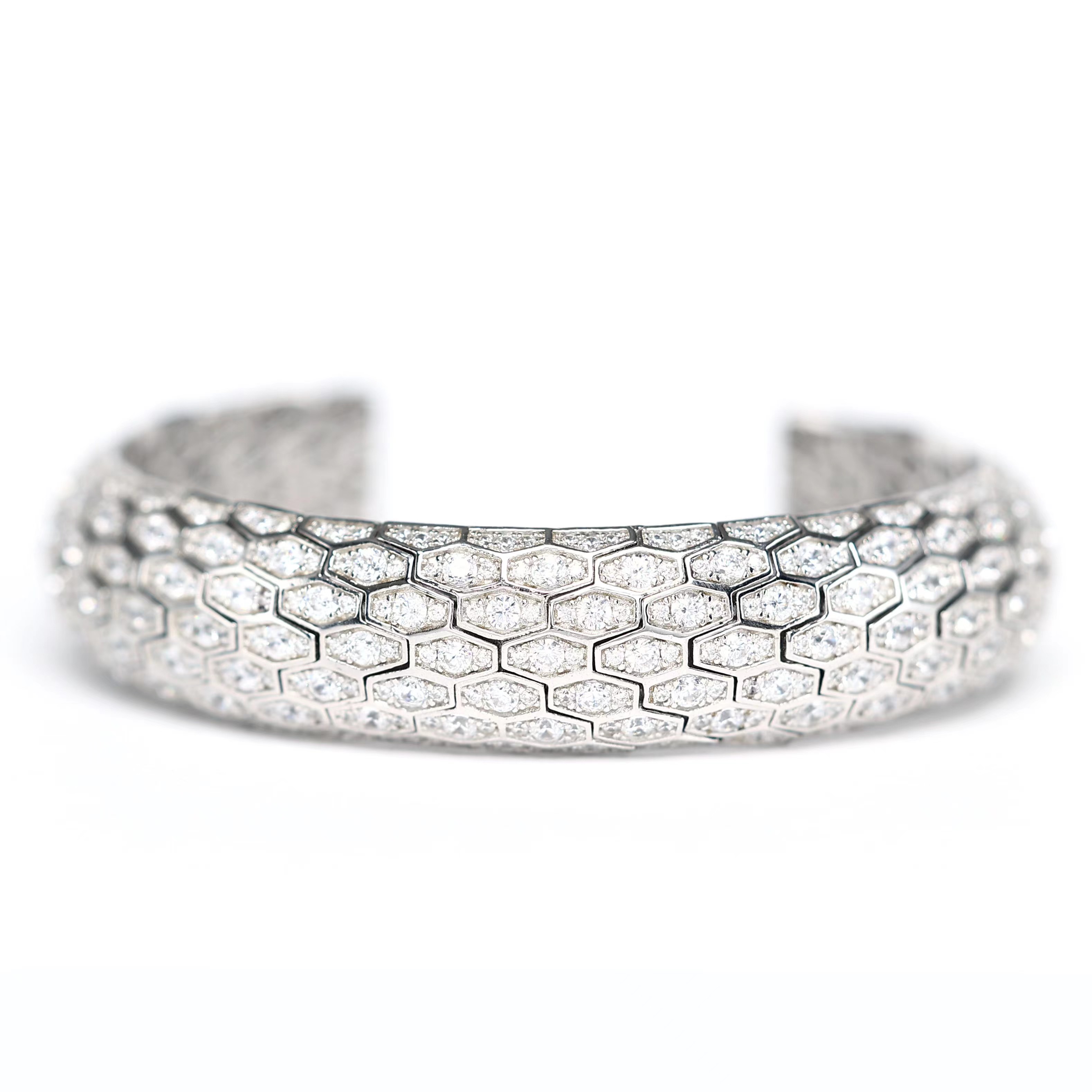 ZOCA 925 Sterling Silver Clear CZ Fashion Snake Shape Bangles For