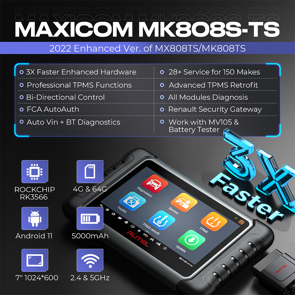 Autel MaxiCOM MK808S-TS OBD2 Bluetooth Scanner Car Tpms Diagnostic