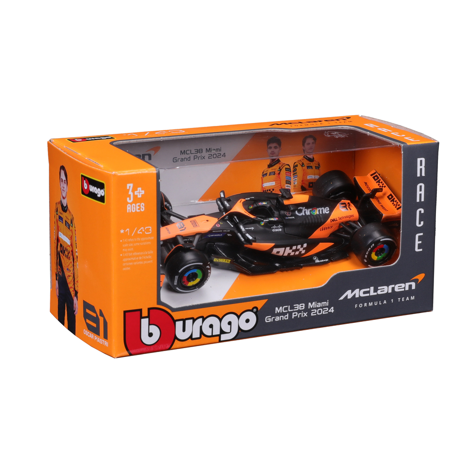 Bburago 1:43 2024 F1 マクラーレン MCL38 モナコ グランプリ合金車